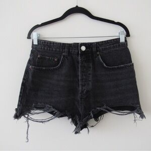 Zara Black Jean Shorts Distressed High-Waisted